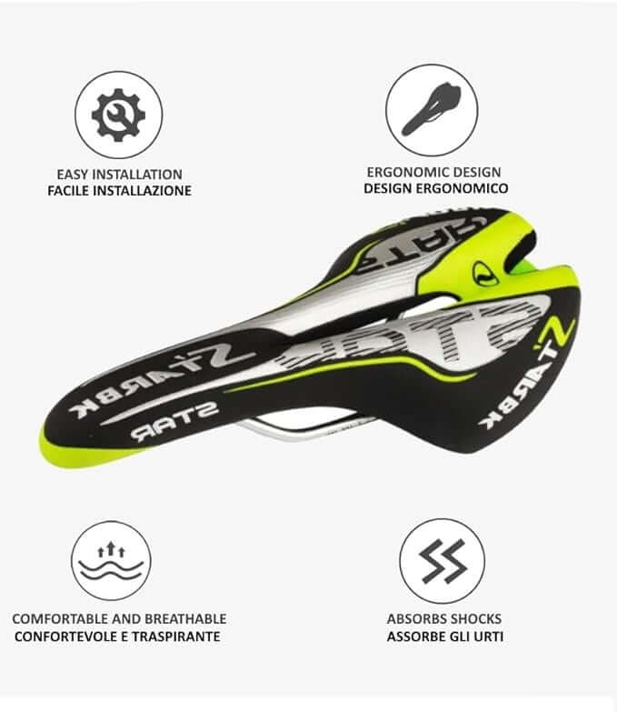 MTB and racing bike saddle in ergonomic gel waterproof anti-prostate with hole