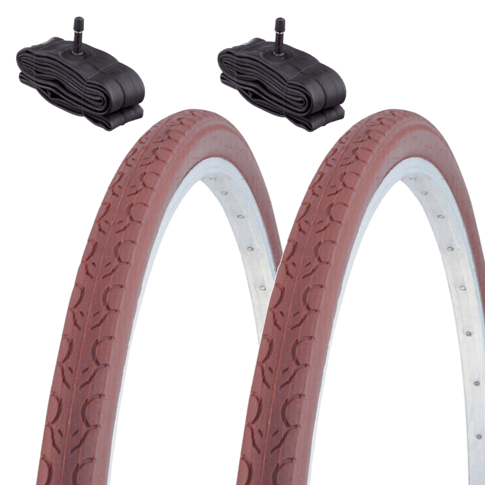 2 Tires 700x35C + Tubes America BROWN Kenda Tires