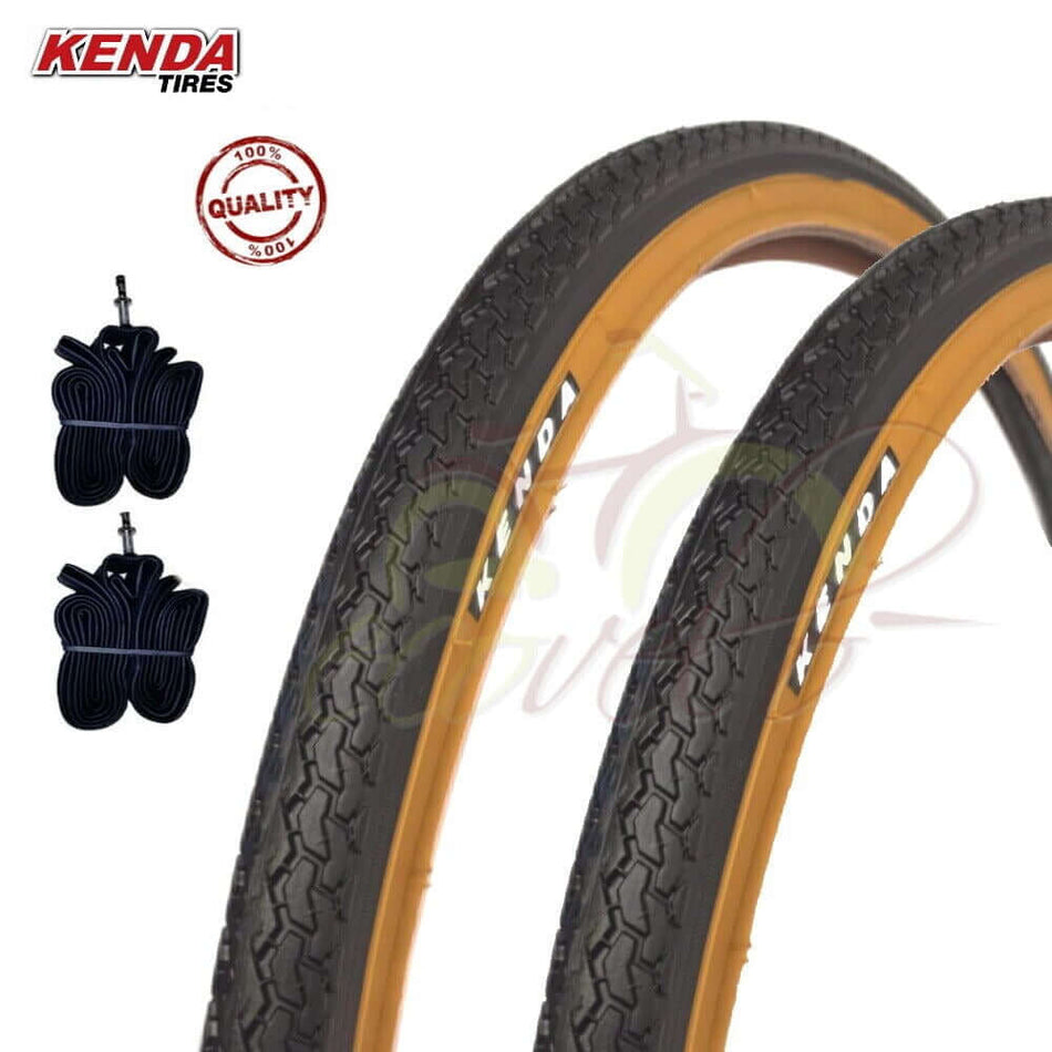 2 Kenda 26x1 3/8 tires + tire tubes (37-590) black for 