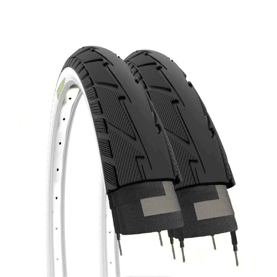 2 26x1.75 black and white road tires city bike 